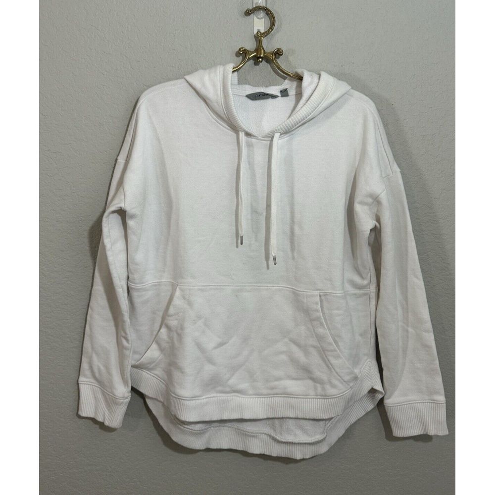 Athleta‎ Hoodie Womens Small White Terry  Oversized Pullover Sweater